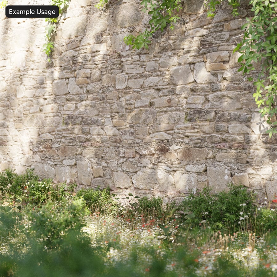 Aged Rubble Stone Wall Texture, Dusty Taupe