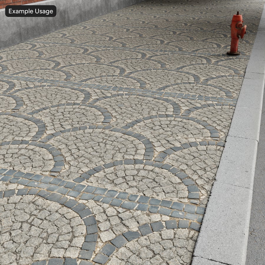 Textura de pavimento de pedra com padrão de leque, cinzento e carvão