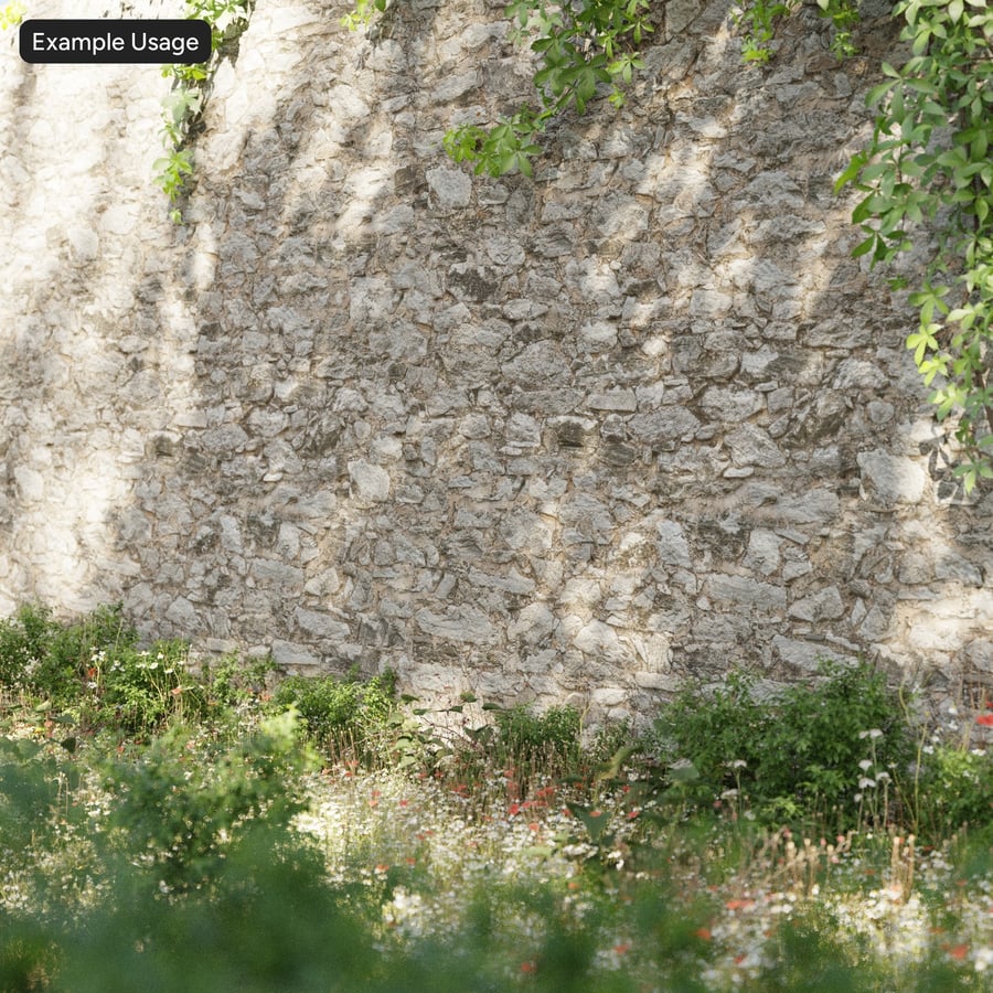 Weathered Rubble Stone Wall Texture, Cool Gray