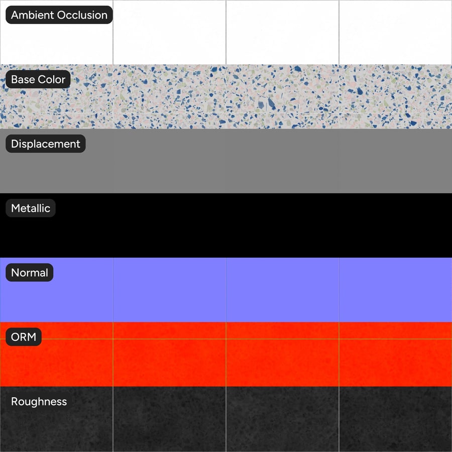 Square Terrazzo Tile Texture, Blue
