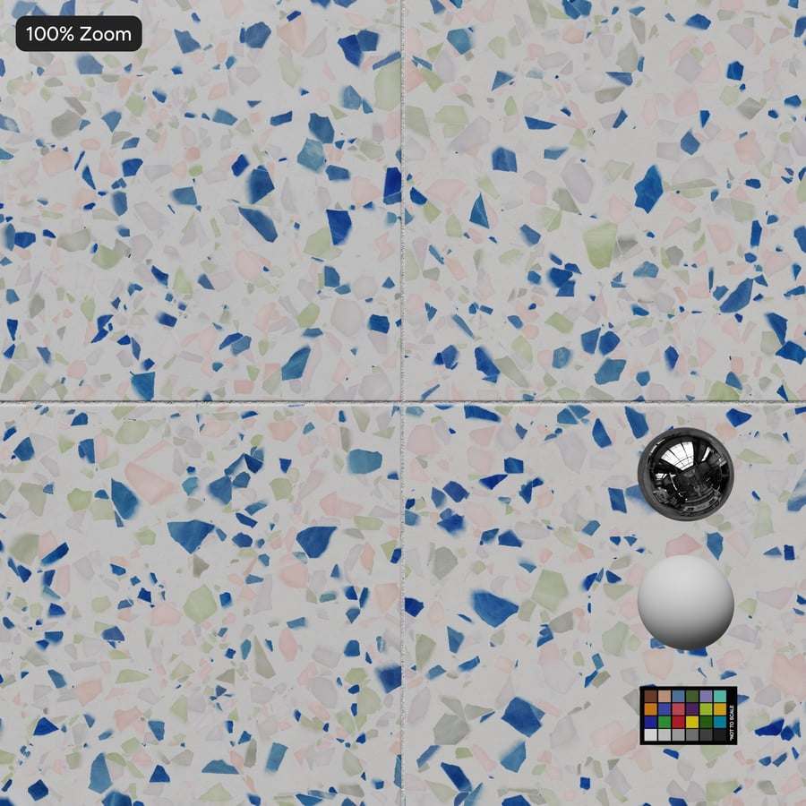 Square Terrazzo Tile Texture, Blue