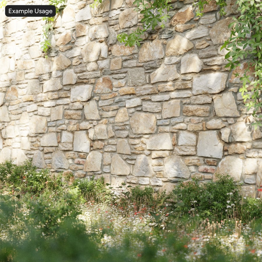 Rubble Stone Wall Texture, Staubige Creme