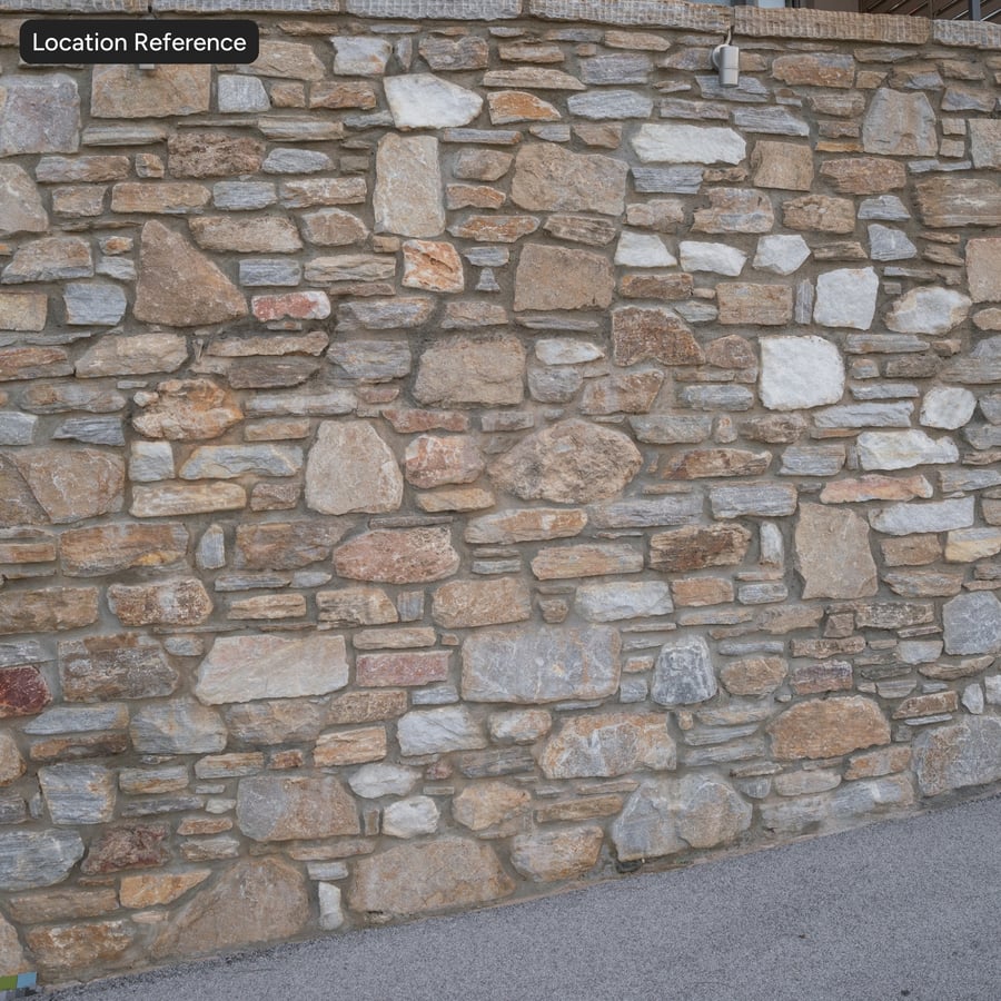 Textura de parede de pedra Rubble, bege arenoso
