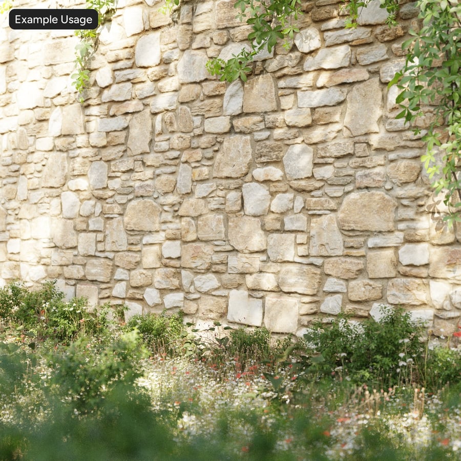 Textura de parede de pedra Rubble, bege arenoso