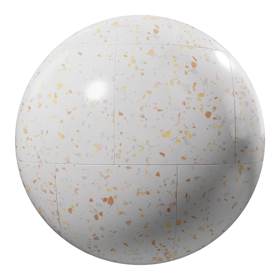 Scattered Chip Offset Square Terrazzo Tile Texture, White Citrus
