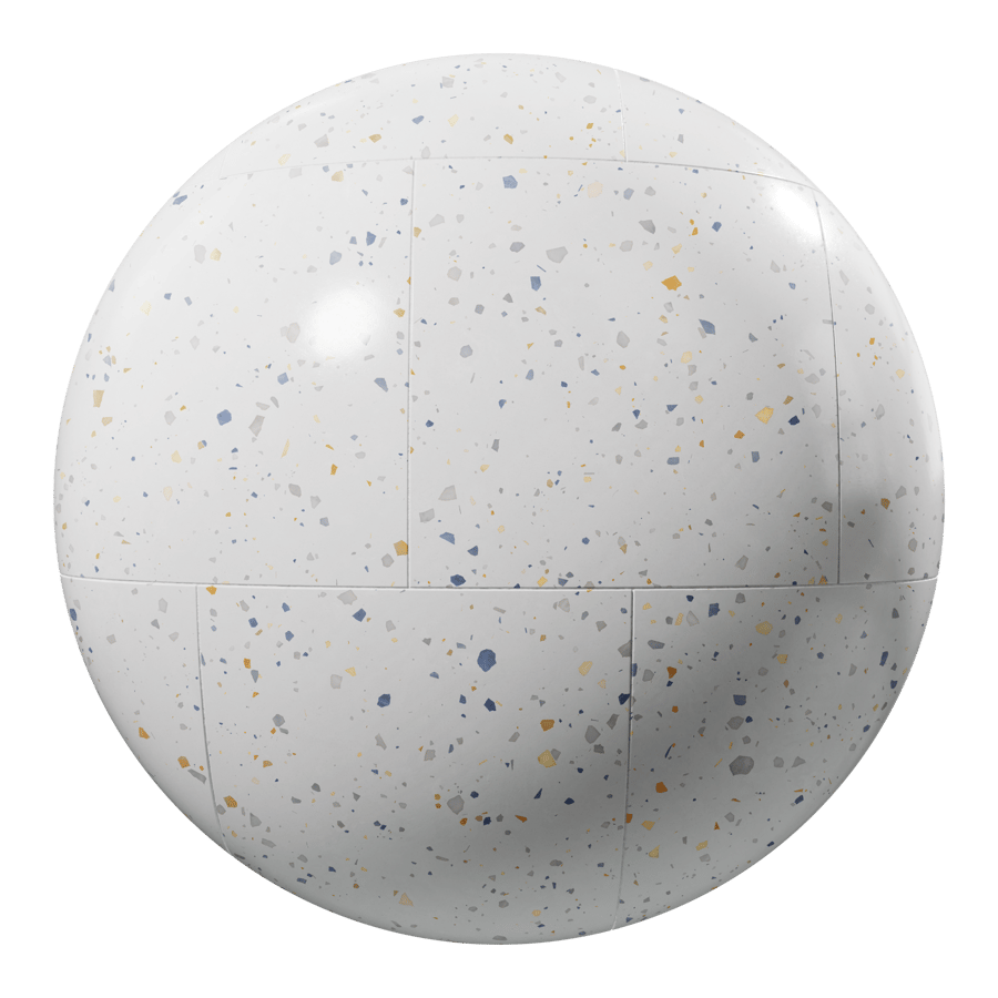 Scattered Chip Offset Square Terrazzo Tile Texture, White Fruity