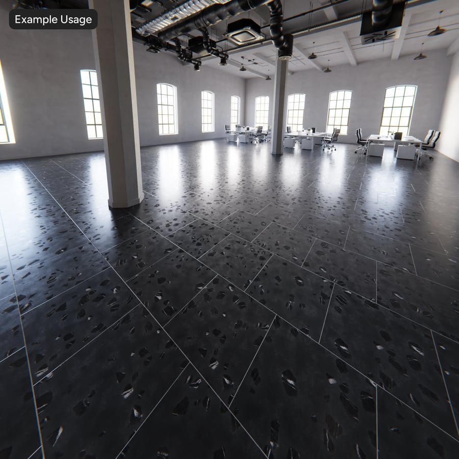 Veľká štiepka Offset Square Terrazzo Tile Texture, Black Onyx