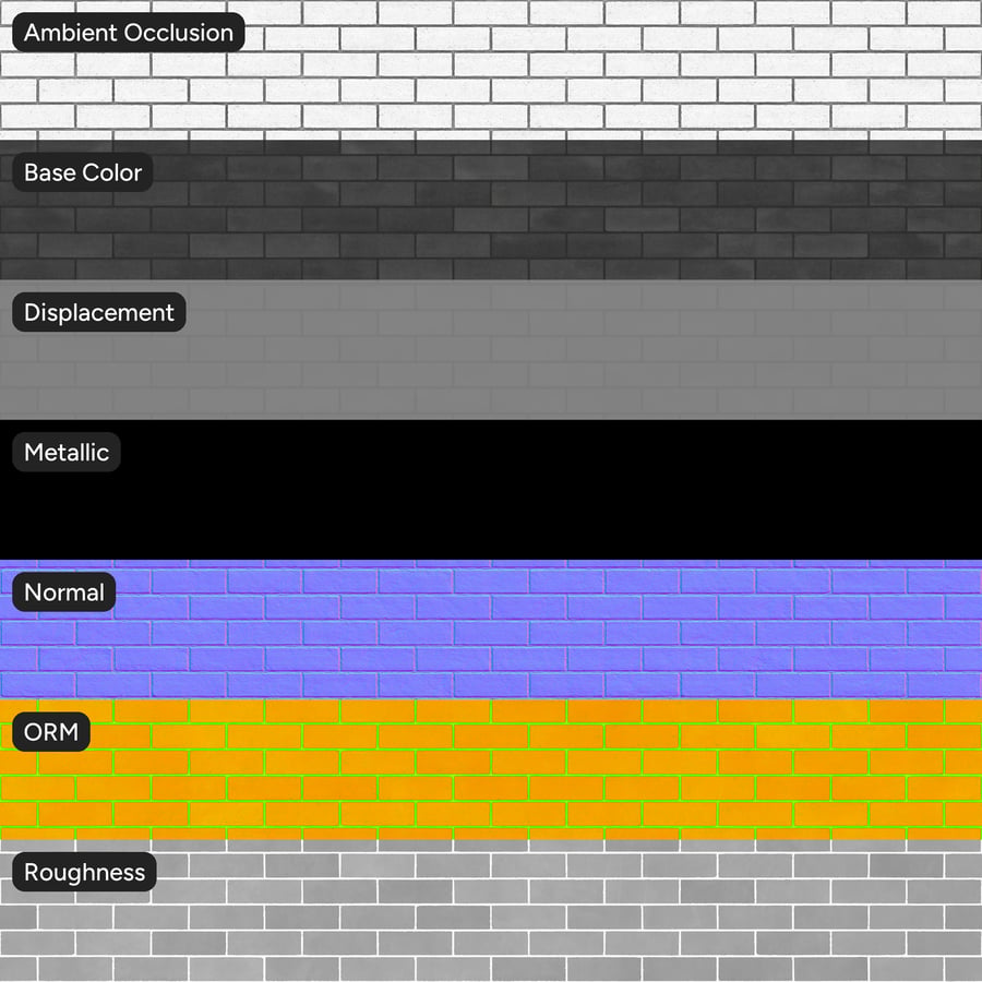 Running Bond Brick Wall Texture, Black