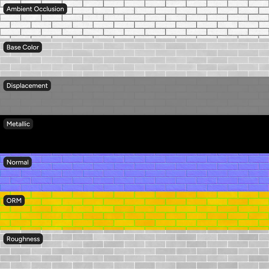 Running Bond Painted Brick Wall Texture, White