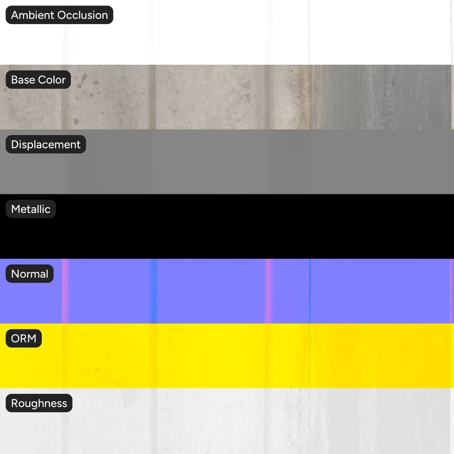 Ribbed Panel Form Concrete Wall Texture, White and Gray