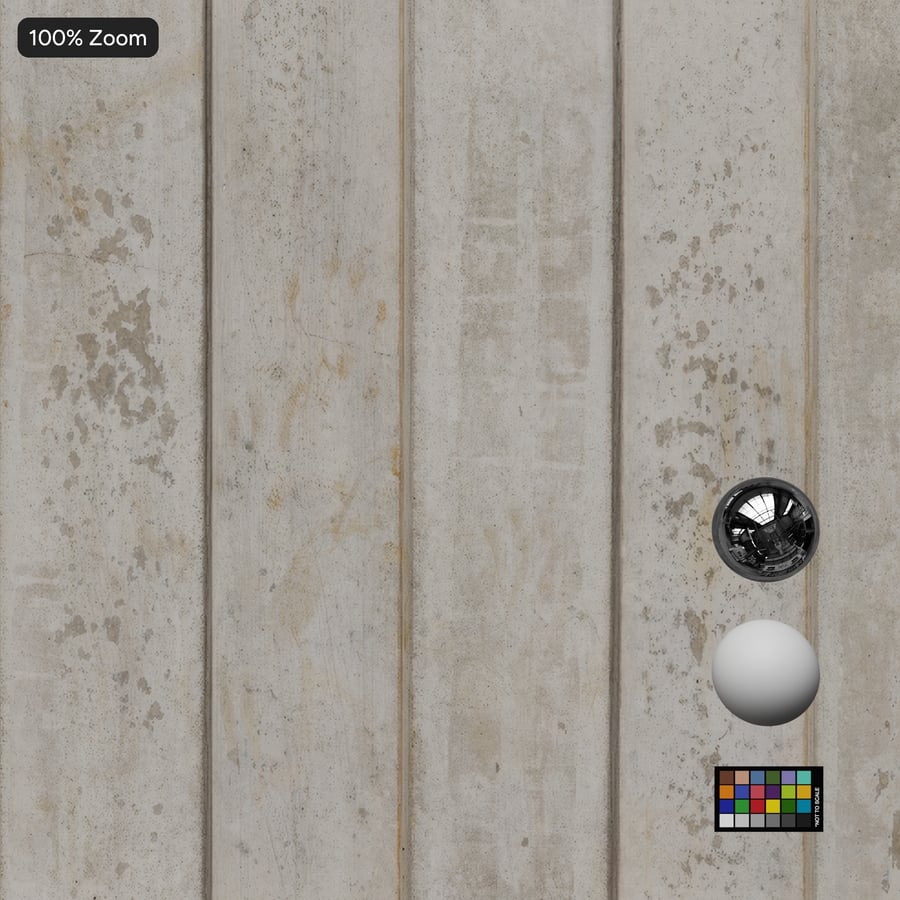 Ribbed Panel Form Concrete Wall Texture, White and Gray