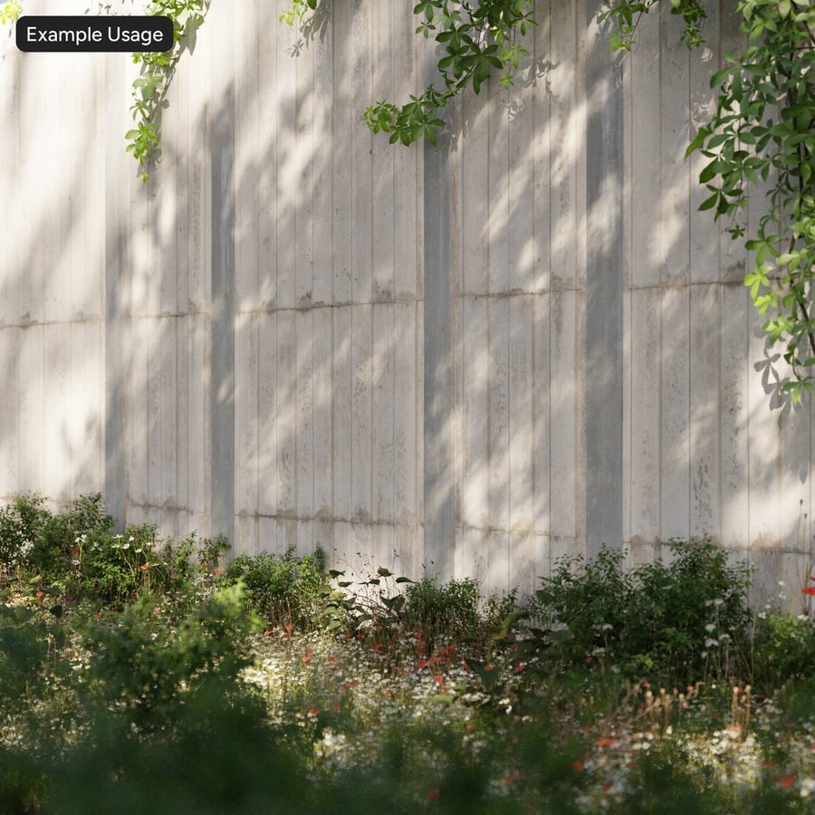 Ribbed Panel Form Concrete Wall Texture, White and Gray