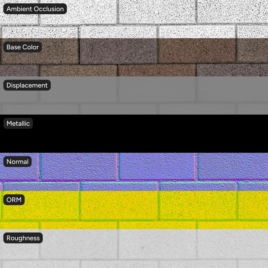 Sandfaced Running Bond Brick Paver Texture, Multicolour