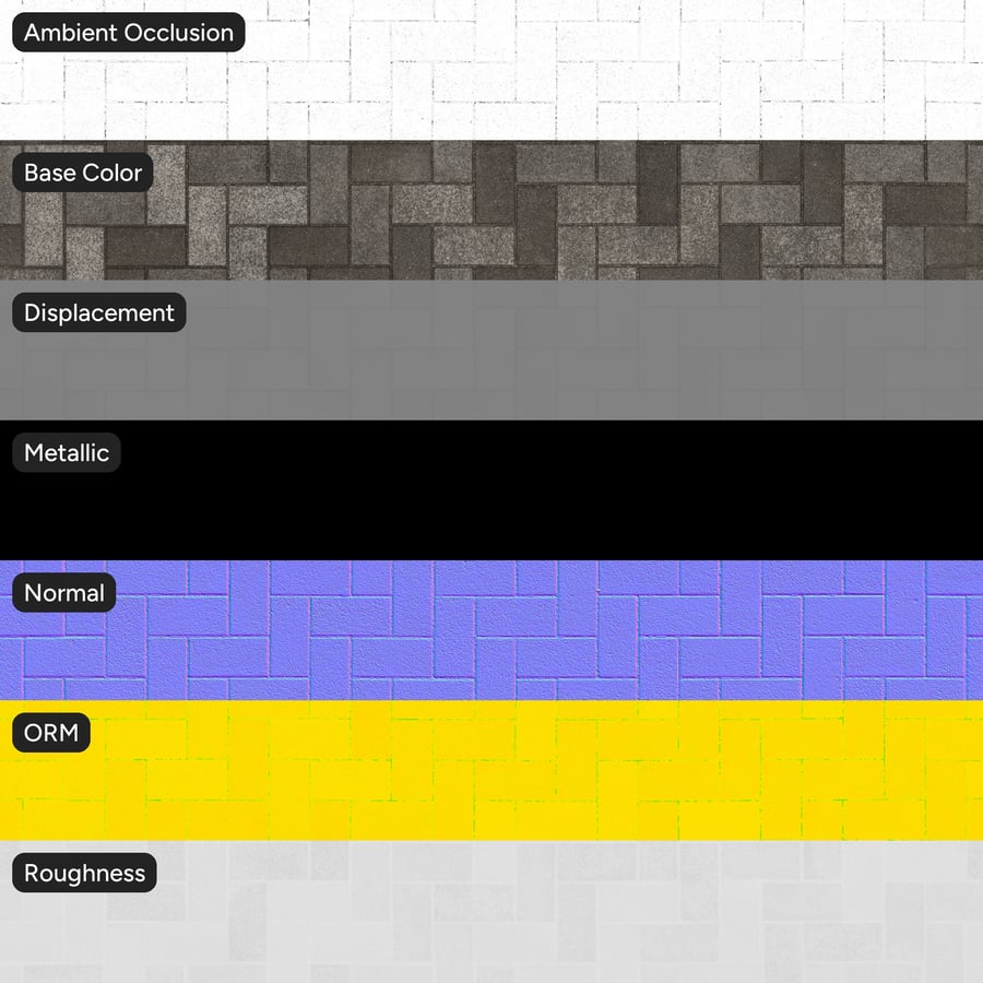 Herringbone Concrete Paver Texture, Two-Tone Gray