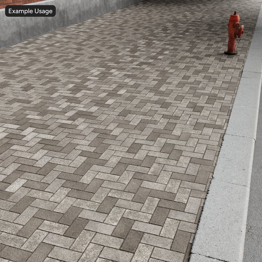 Herringbone Concrete Paver Texture, Two-Tone Gray