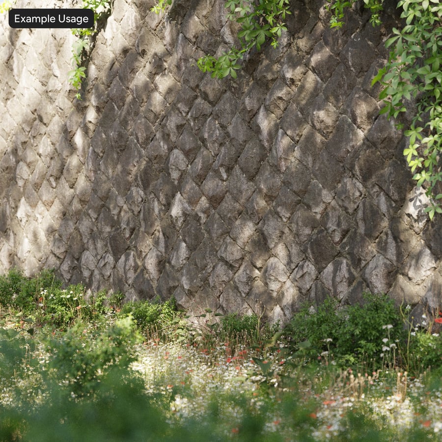 Mossy Diamond Pattern Stone Wall Texture
