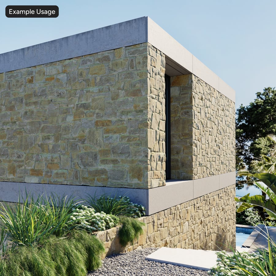 Mossy Rubble Stone Wall Texture, Warm Beige