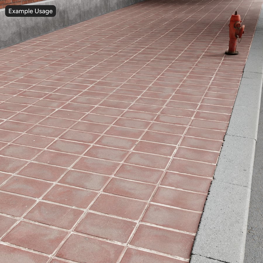 Tekstur Trotoar Blok Beton Kotor, Merah