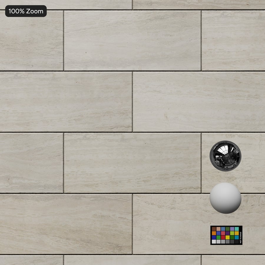 Weathered Travertine 3D Tile Texture, White