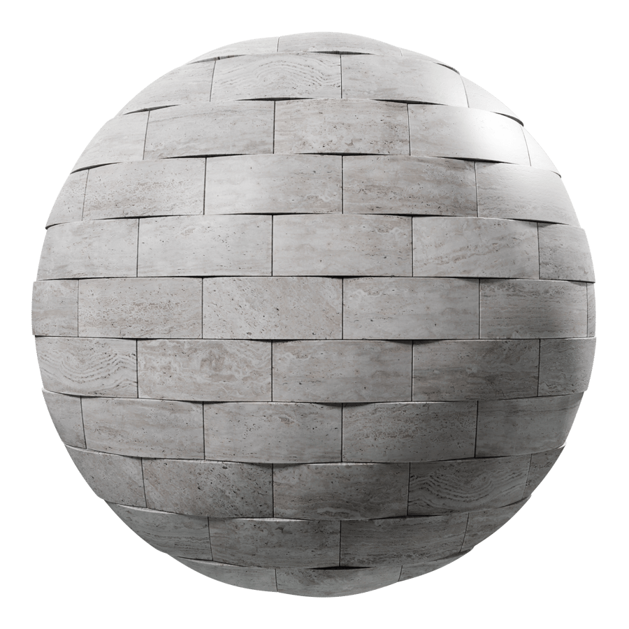 Weathered Travertine 3D Tile Texture, Gray