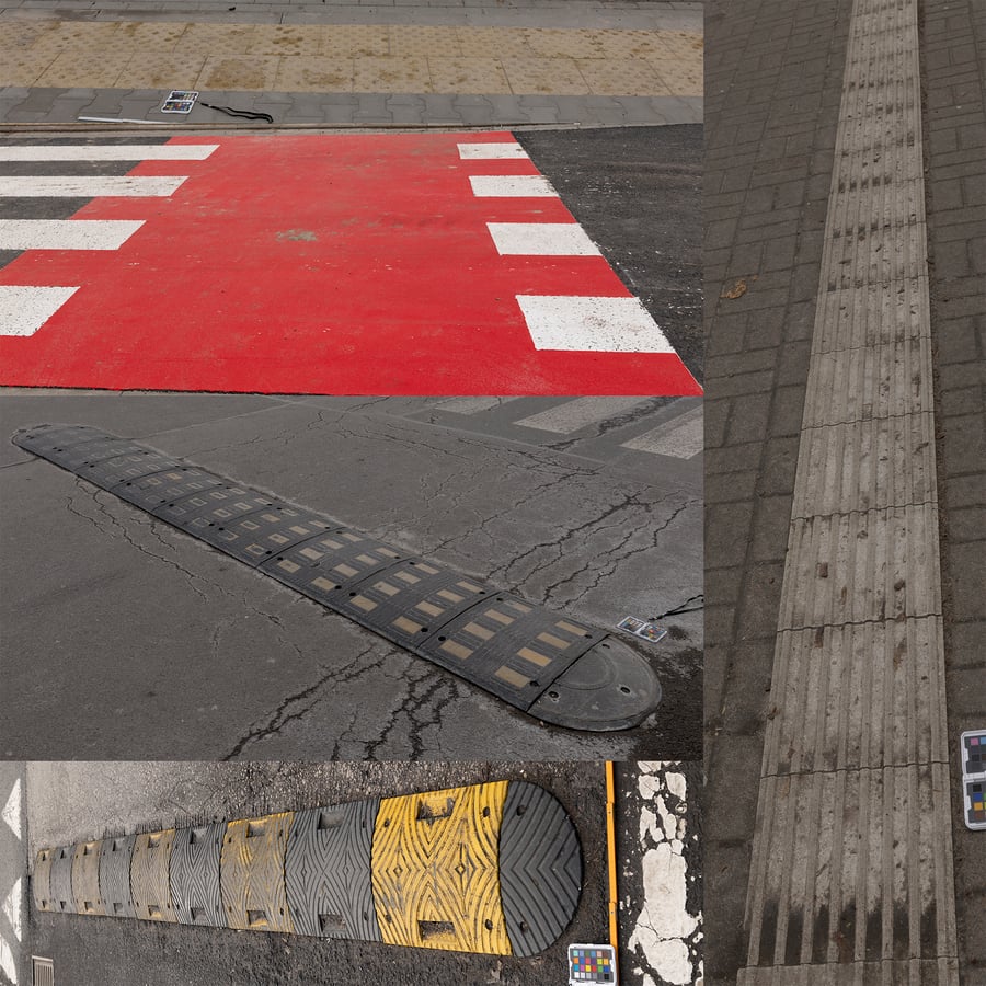 Tactile Road Markings Atlas Decal Texture, Red and Gray