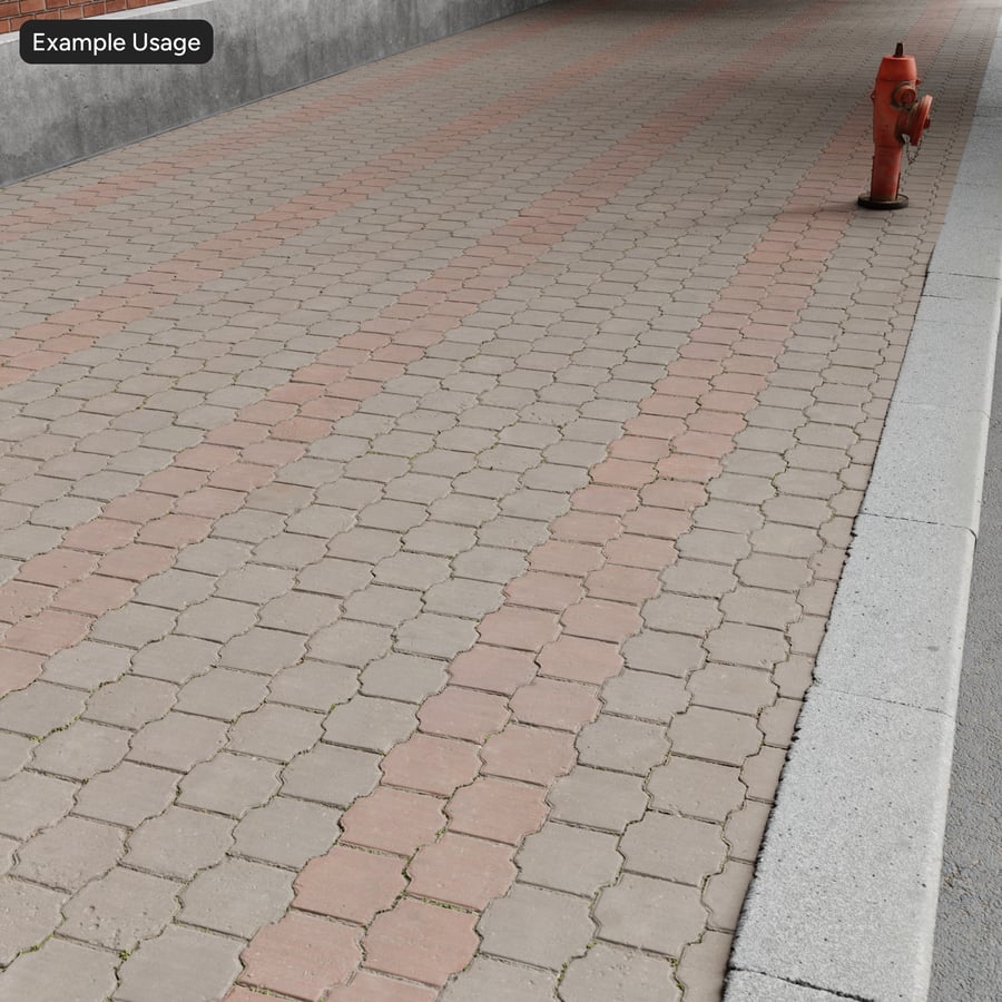 Kilitli Beton Parke Dokusu, Çizgili Kırmızı Gri