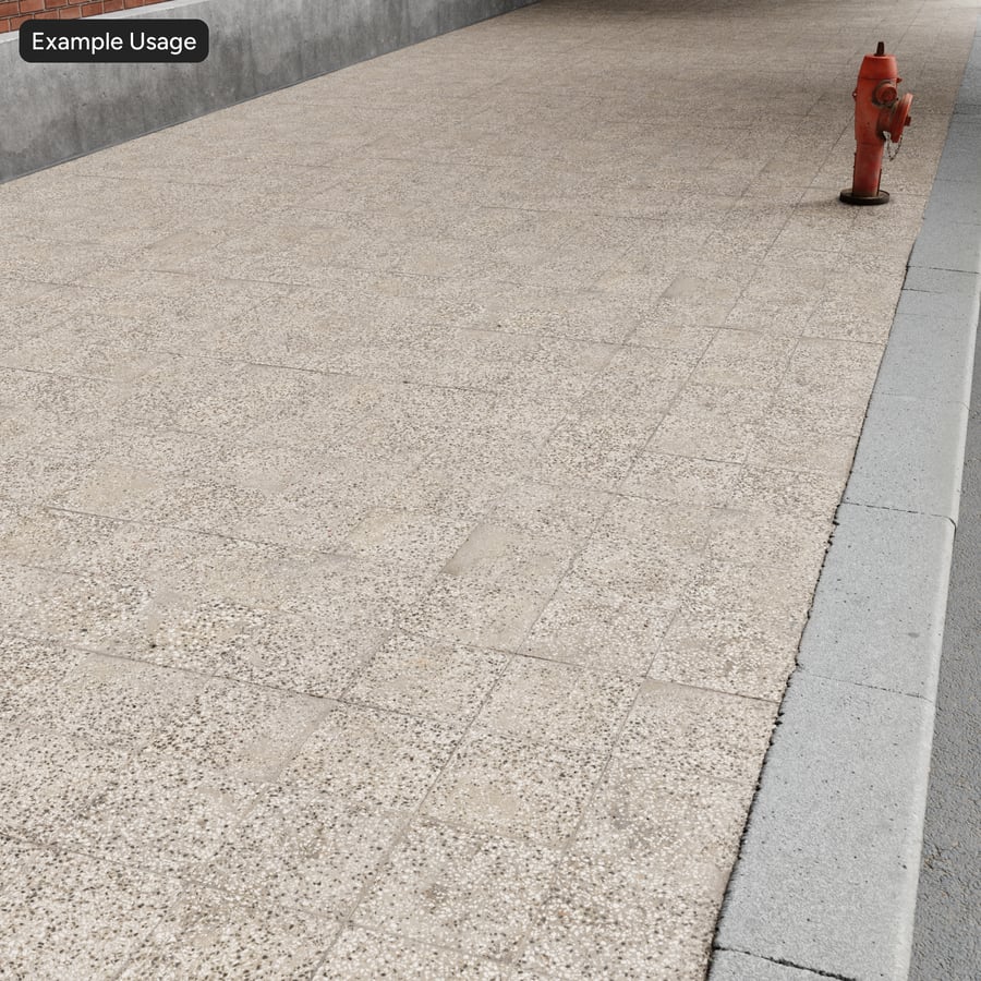 磨耗した骨材を積み重ねたコンクリート歩道の質感