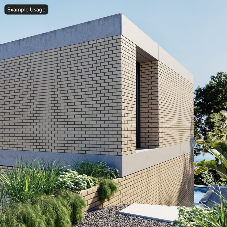Faux Smooth Running Bond Brick Wall Texture, Yellow