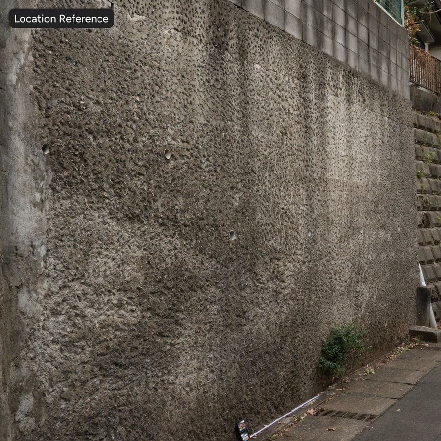 Textura de muro de hormigón con áridos desgastados