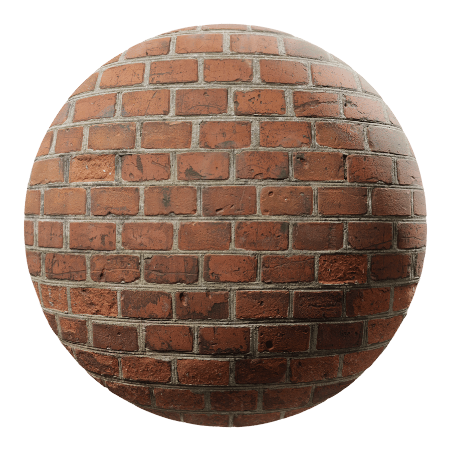 Worn Running Bond Brick Wall Texture, Red
