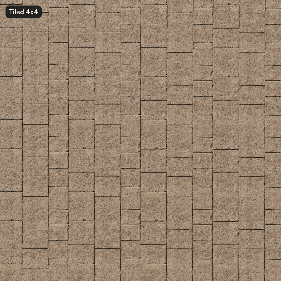 Abgenutztes, quadratisches, laufendes Verbundpflaster, Beige