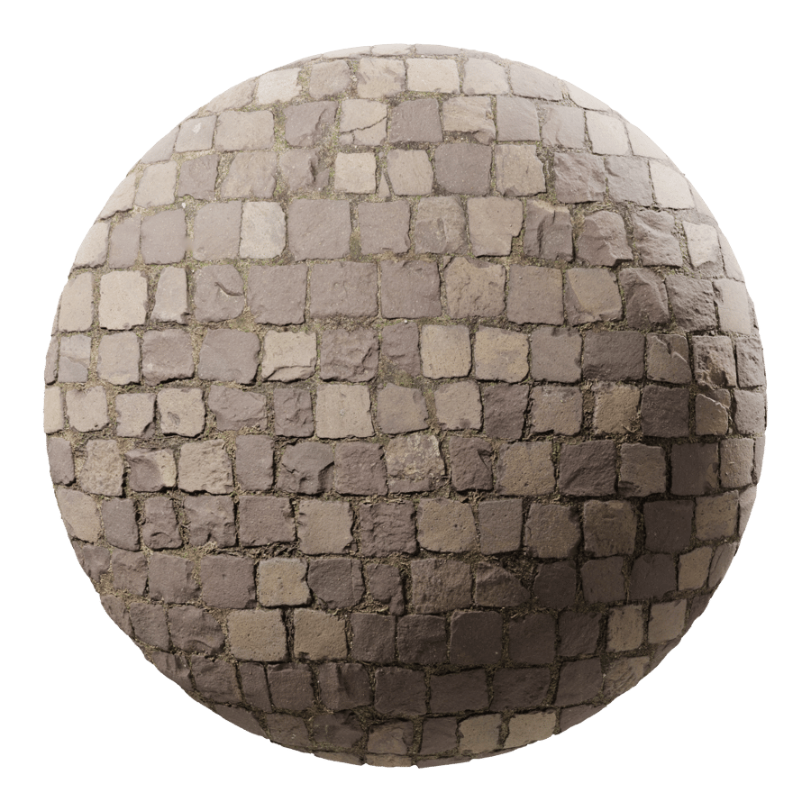 Grass on Cobblestone Paver Texture
