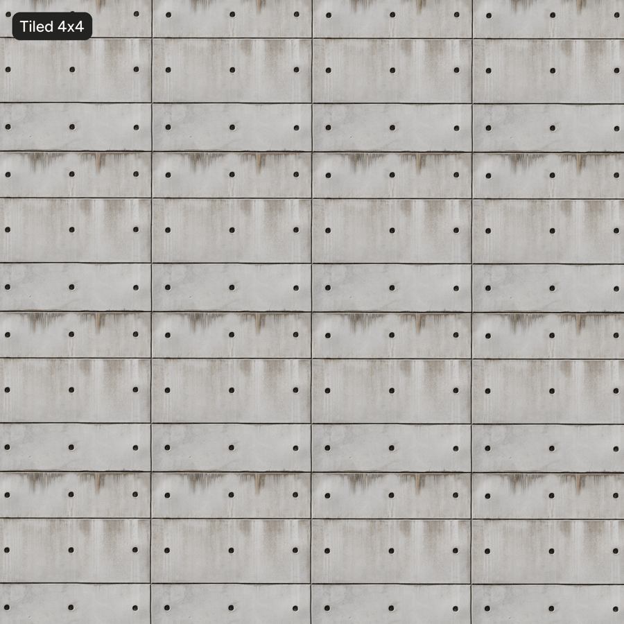Textura zvětralé betonové stěny s otvory po stahovacích prvcích
