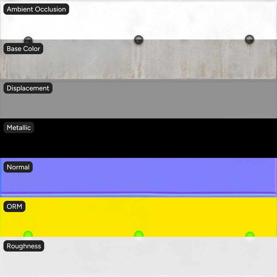 Textura zvětralé betonové stěny s otvory po stahovacích prvcích