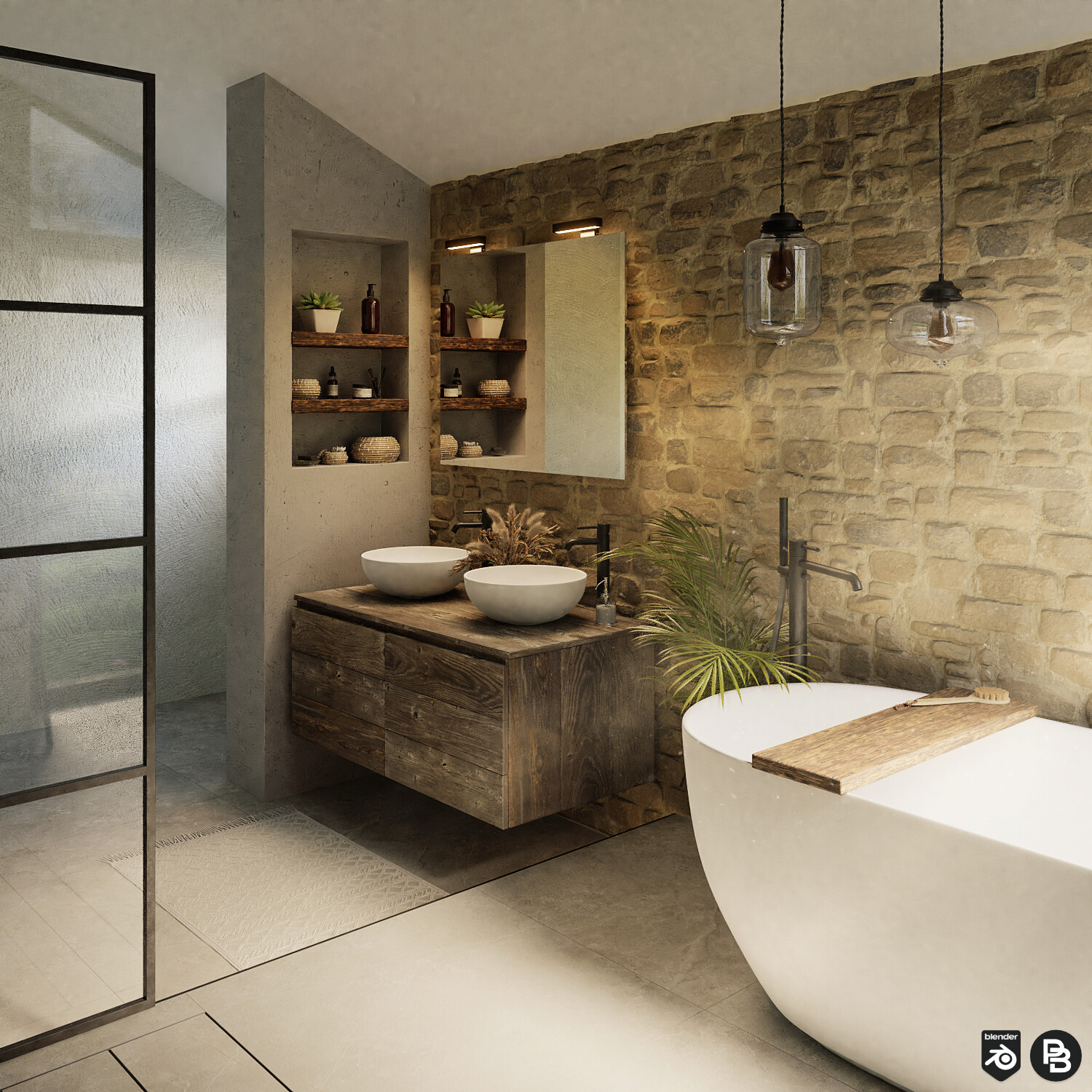 Bathrooms, Works in stone